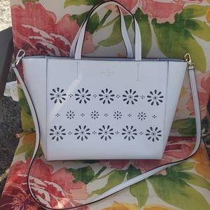 NWOT Kate Spade Large White Cutout Leather Purse